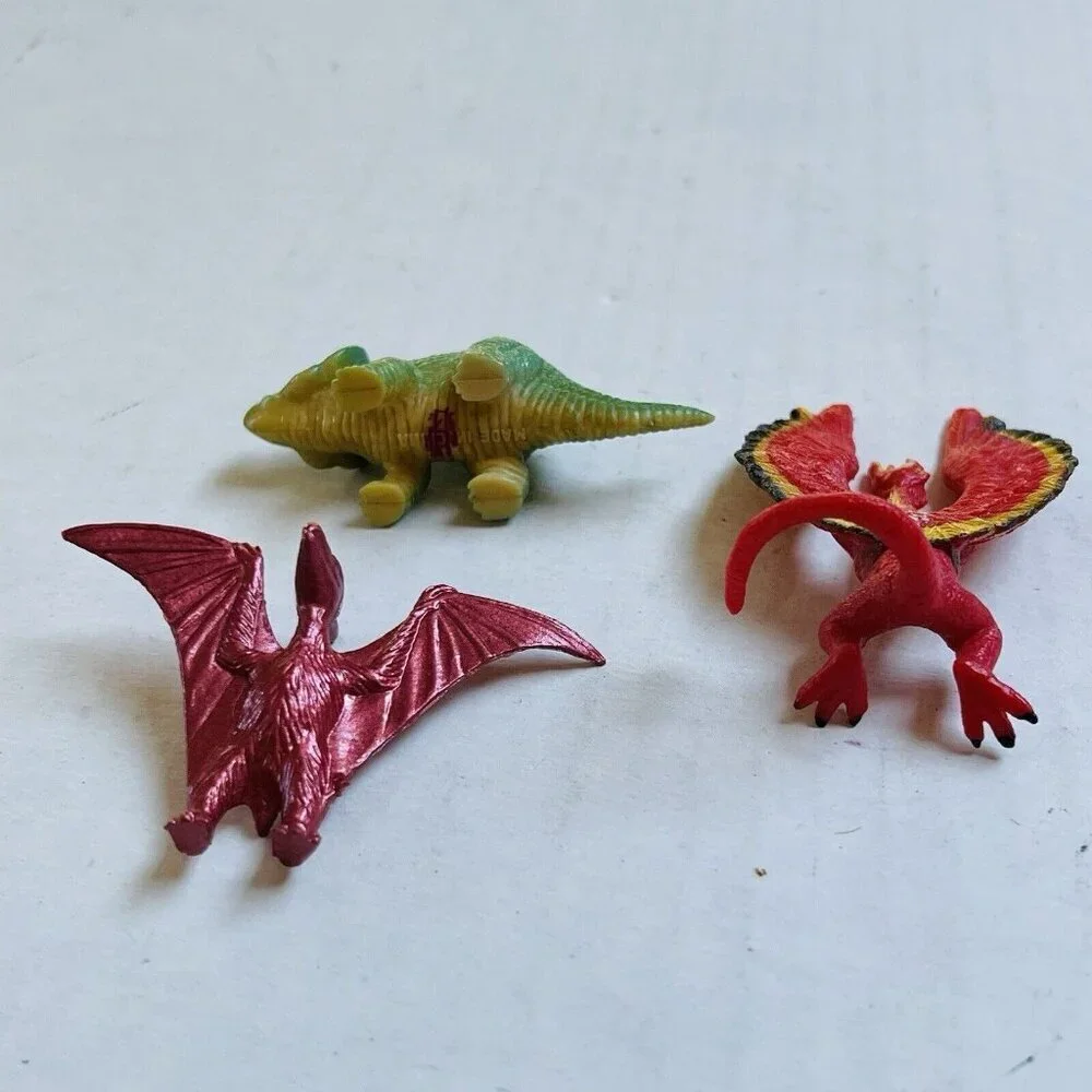 Vintage Lot of 3 Mini Dinosaur Toy Birthday Party‎ Cake Figure Small Set